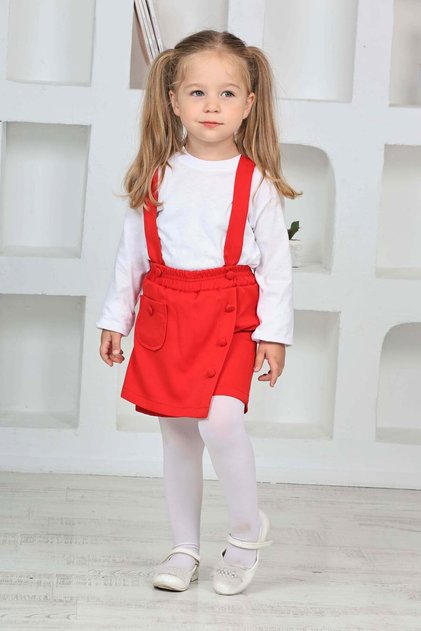 Girl's 23 April 29 October 19 May Performance Daily Dress Red Lycra Strap Salopet