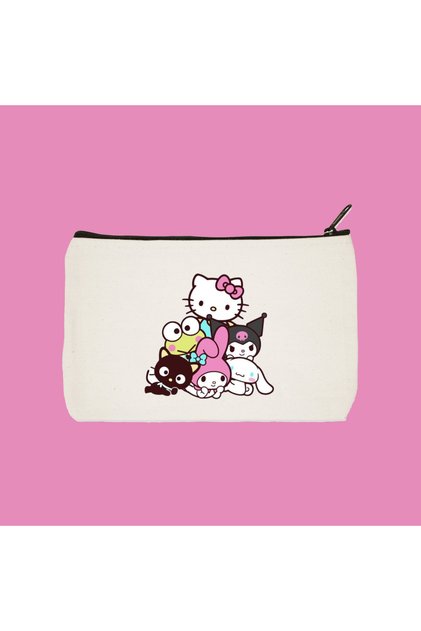 Hello Kitty - Kuromi Su Geçirmez Baskılı Bez Makyaj Çantası, Kalemlik, Cüzdan