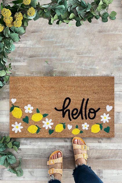 Lemon Themed Mat, Hello Written Mat, Door Mat