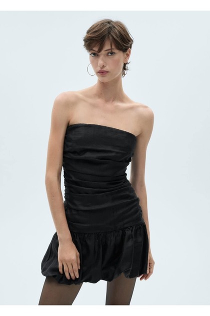 Drape straplez elbise