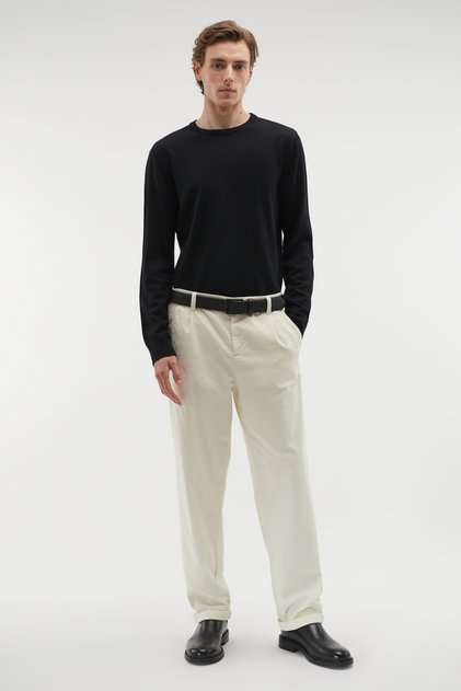 Men's Black Crew Neck Wool Sweater