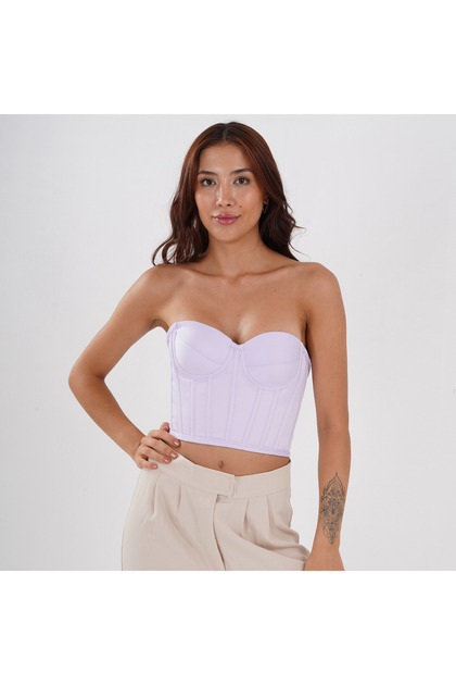 Lila Korse Büstiyer Saten Model