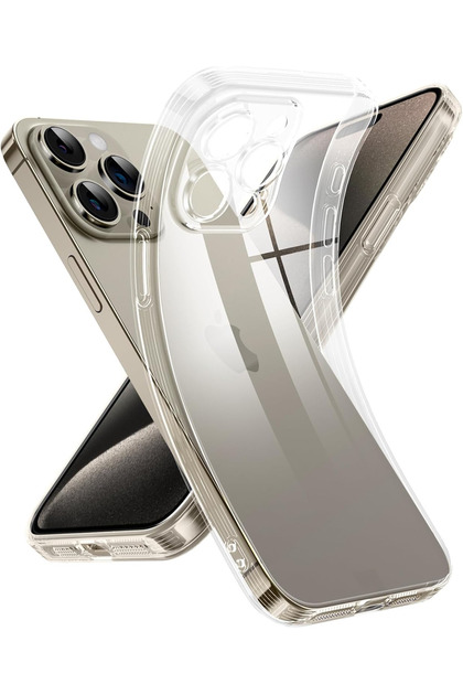 Fibaks iPhone 15 Pro Max Kılıf Kamera Korumalı Şeffaf Ultra Ince