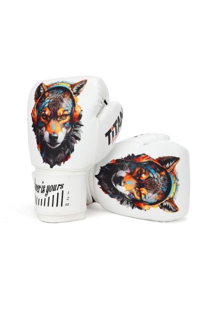 White Wolf Patterned Boxing Gloves