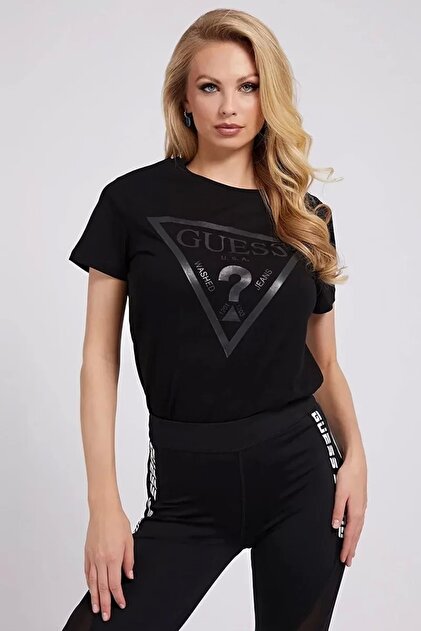 Guess Adele Ss Cn Tee Kadın Siyah T-shirt V2yı07k8hm0-jblk