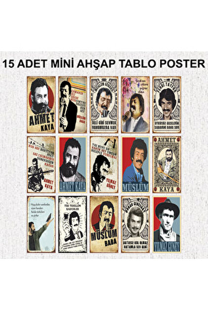 Genel Markalar 6'lı Ahmet Kaya Set - Retro Ahşap Poster – Özel