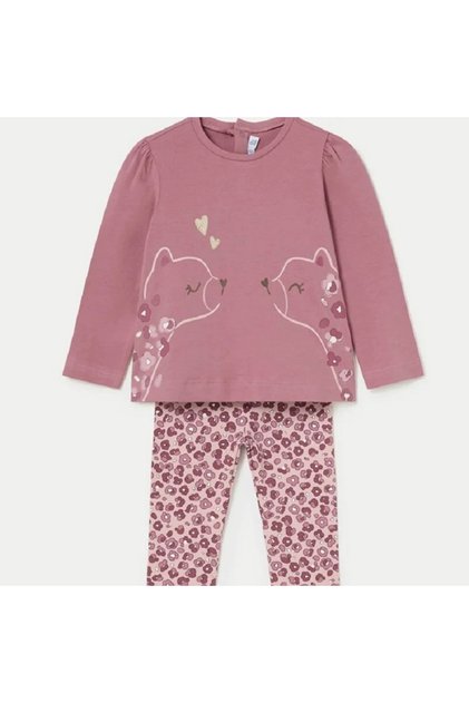 Baby Girl Printed Leggings T-Shirt Set Dusty Rose 2714