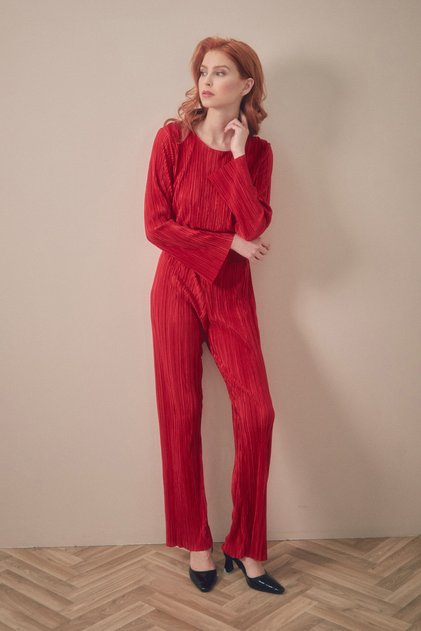 Pleated Elastic Waist Crop Set