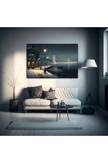 KAR MANZARALI İSTANBUL Yüksek Kalite Baskı Yatay Kanvas Elegant Tablo Salon Dekoru Ofis Dekor