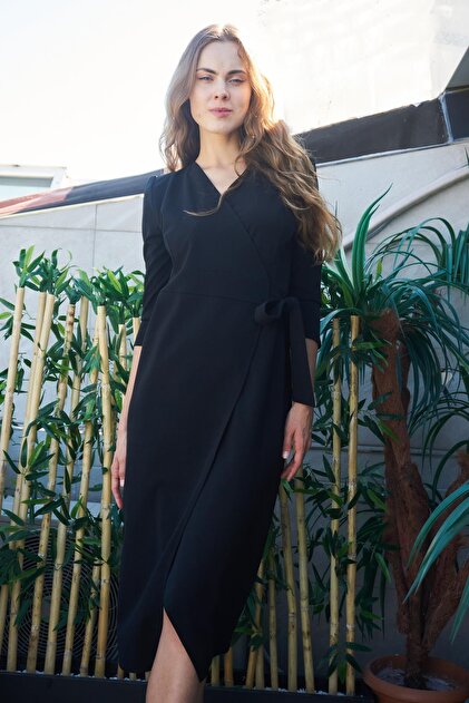 black crew neck mini dress Lafayette 148 New York Silk-Blend Pleated Cap Sleeve Below Knee Dress