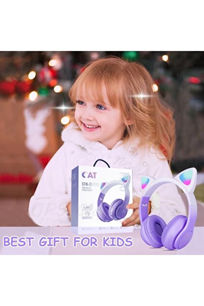 VOOKA Çocuk Bluetooth Kulaklık Kedi Kulaklık Pro 5.0 Akıllı Rgb