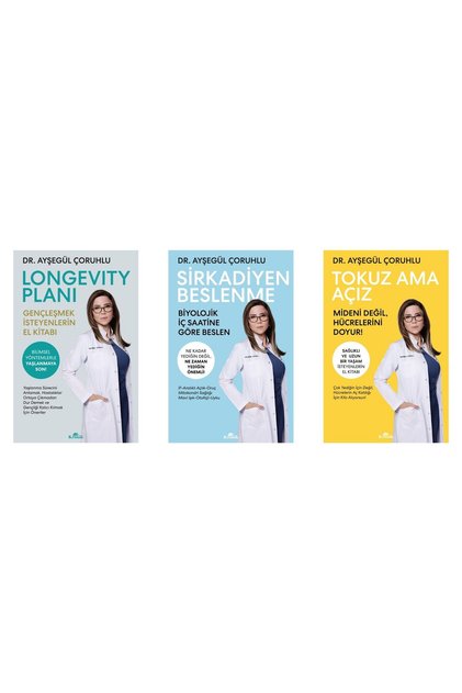 Ayşegül Çoruhlu 3 Kitaplık Yeni Set ( Açız Ama Tokuz / Sirkadiyen Beslenme / Longevity Planı )