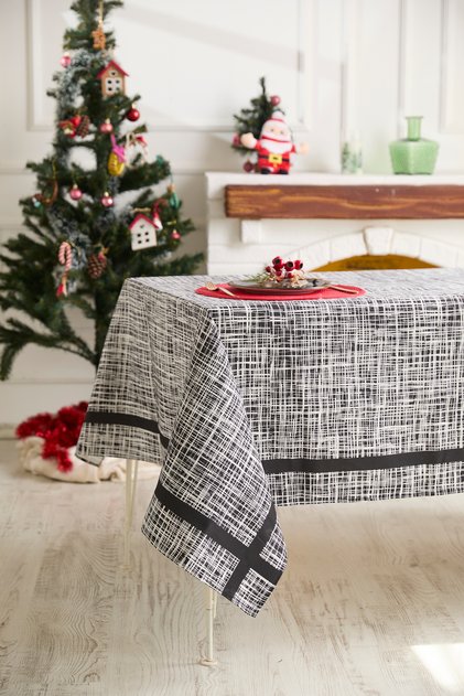 Ays Home Black and White Tablecloth