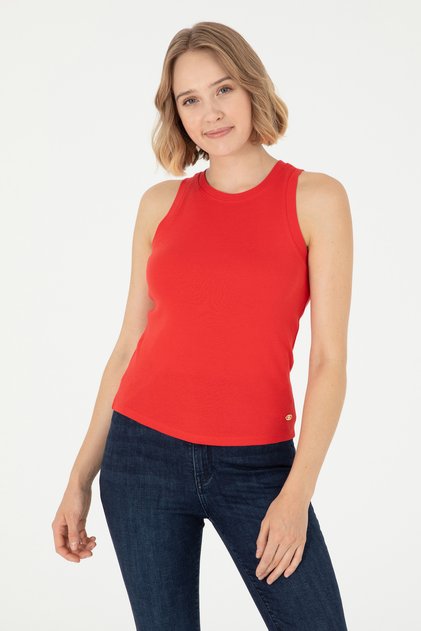 Women's Red Basic T-Shirt 50280072-Vr030