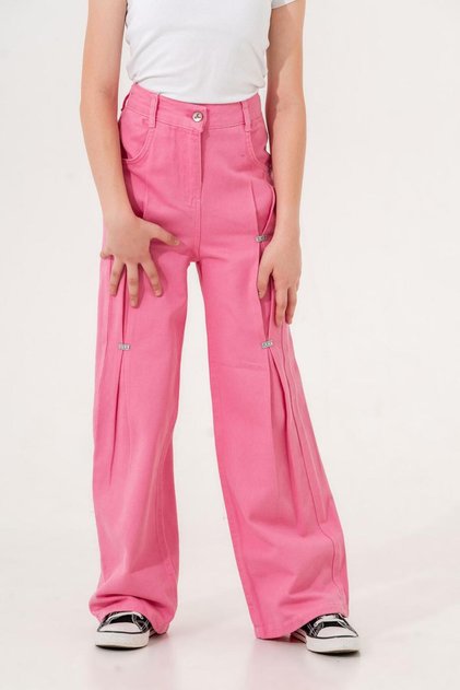 Girl's Linen Pants with Ponteres Front