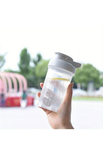 gray 300ml/10.59oz Water Bottle For Drink Plastic Leak Proof Sports Bottles Protein Shaker Water Bot