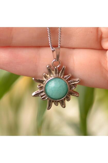 Amazonite Stone Sun Necklace