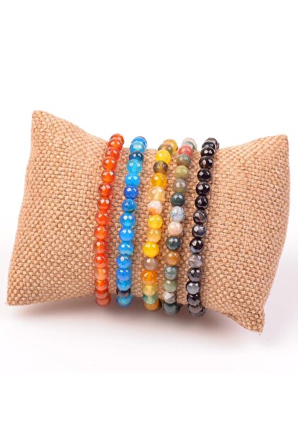 Five Pieces of Agate Stone Bracelet / 6 mm