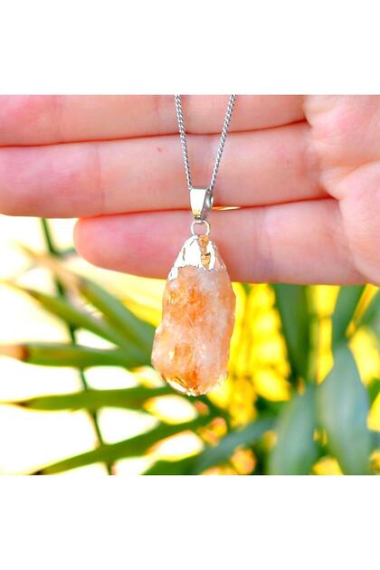 Raw Citrine Stone Necklace
