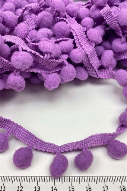 Lila Ponpon Parti Malzemeleri Ponpon Şerit 5 Metre Kenar Süsleme Süs Malzemesi – Diğer Parti Malzem