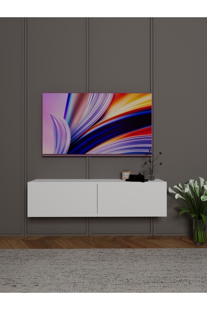Askılı tv ünitesi 2 kapaklı çok amaçlı televizyon masası