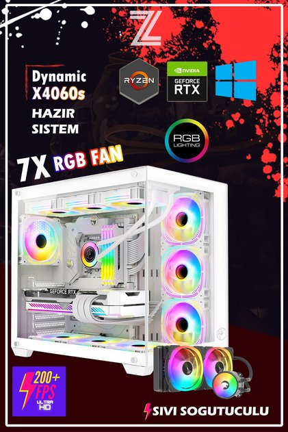 Dynamic X4060s Ryzen 5 5600 16GB DDR4 Ram 512GB NVMe M.2 SSD RTX5060 8GB Oyuncu Masaüstü Bilgisayar