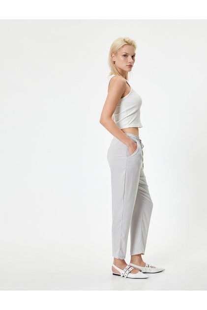 Mini Shorts with Belt Detail and Pockets, Viscose Fabric