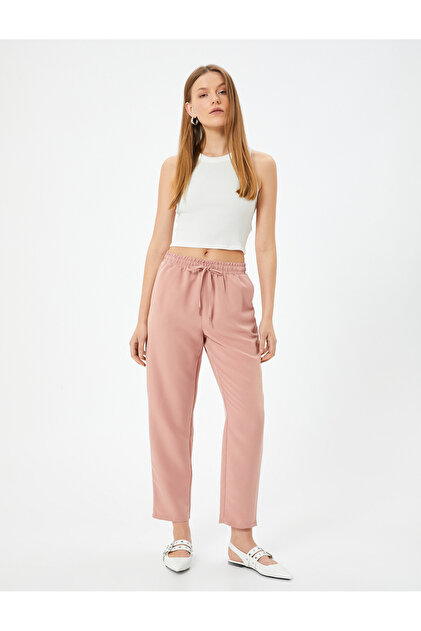 Carrot Trousers Waist Lace Modal Mixed