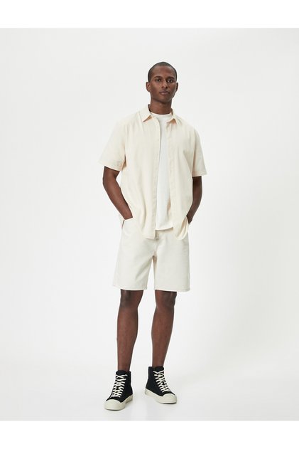 Oversize Bermuda Denim Shorts with 5 Pocket Buttons