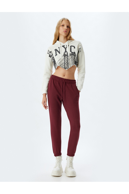 Jogger Sweatpants Pocket Detailed Lace up Waist Ribbed Comfortable Fit