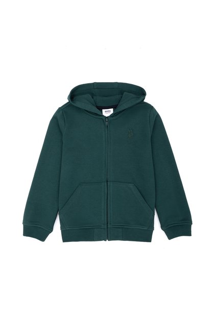 Dunkelgrünes Basic-Kapuzen-Sweatshirt für Kinder 50269420-VR079