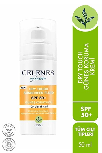 Celenes By Sweden Dry Touch Güneş Kremi Sunscreen Fluid SPF 50