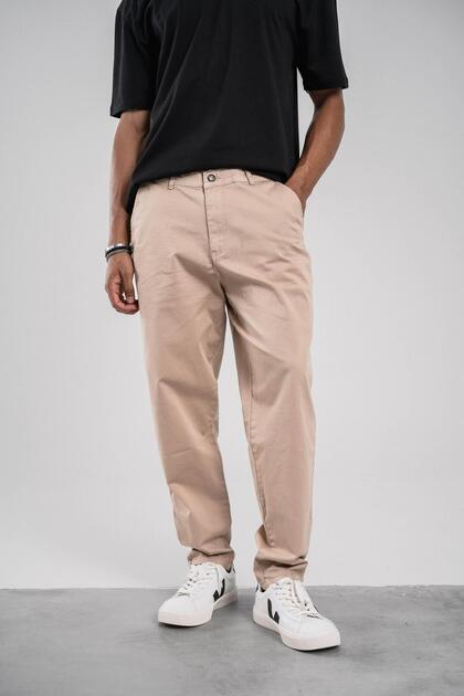 Men's Trousers Gabardine Cream Boyfriend