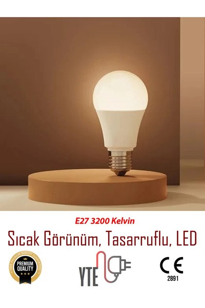 Gün Işığı, Sıcak Görünüm Tasarruflu 9 W 1. Kalite Led Ampul E27-3200kelvin