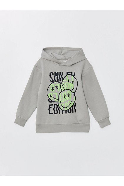 Kapüşonlu Smileyworld Baskılı Erkek Çocuk Sweatshirt