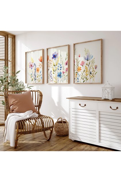Wooden Framed 3 Piece Abstract Painting Home Home Living Room Bedroom Balcony Decor Qmrc45