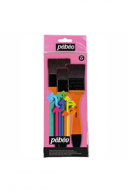 3-Piece Black Synthetic Bristle Floor Brush Set - Set 17