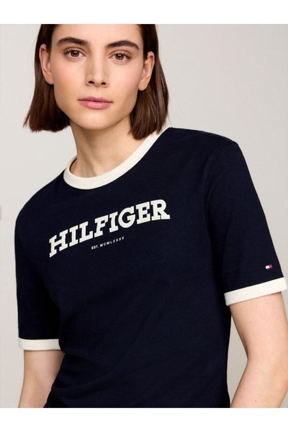 Organic Cotton Regular Monotype Flocked Logo Women's T-Shirt