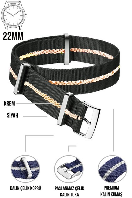 22mm Fossil-Welder-Casio-Seiko-Omega-Armani Watch Compatible Nato Textile Fabric Watch Band F39Xwds-22