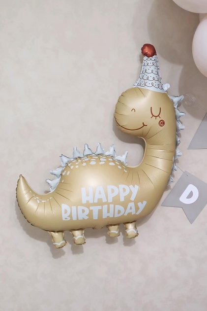 Retro Colors Dinosaur Foil Balloon Happy Birthday Written Dinosaur Birthday Balloon with Cuckoo Clock
