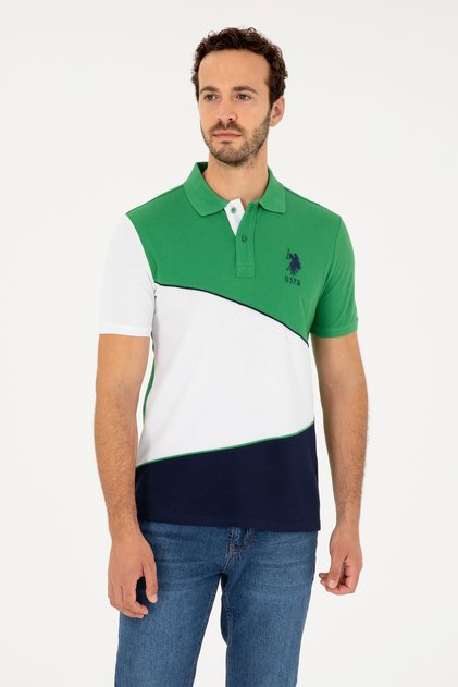 Men's Regular Fit Polo Neck Green T-Shirt 50281946-Vr054
