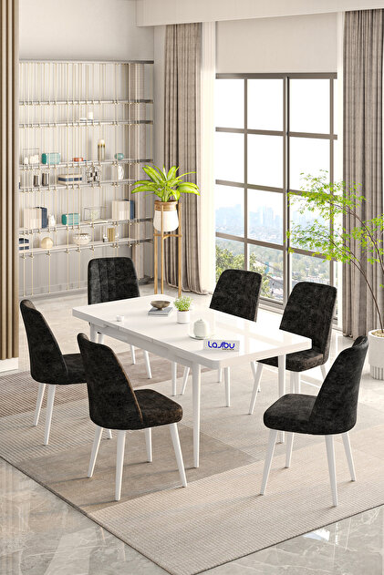 Lajibu Rex Serisi Beyaz 80x130 Açılır Yemek Masası , Yemek Masa