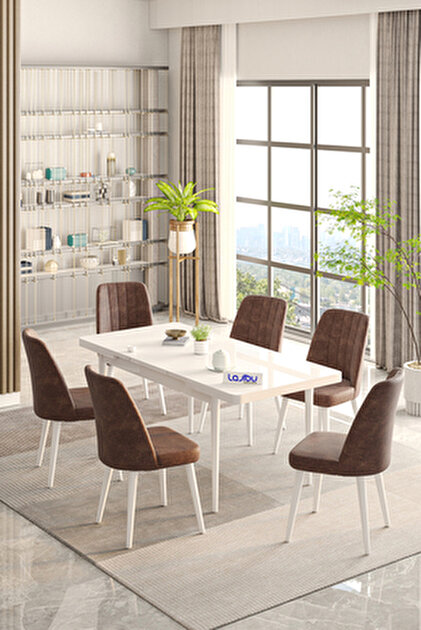 Lajibu Rex Serisi Beyaz 80x130 Açılır Yemek Masası , Yemek Masa