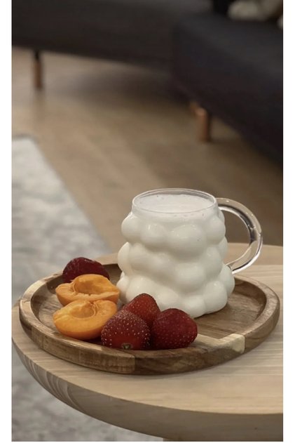 Heat Resistant Borosilicate Bead Shaped Cup with Handle | Coffee and Presentation Glass | Grape Glass