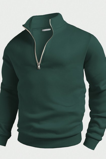 Ghassy Co. Erkek Dik Yaka Silver Yarım Fermuarlı Sweatshirt