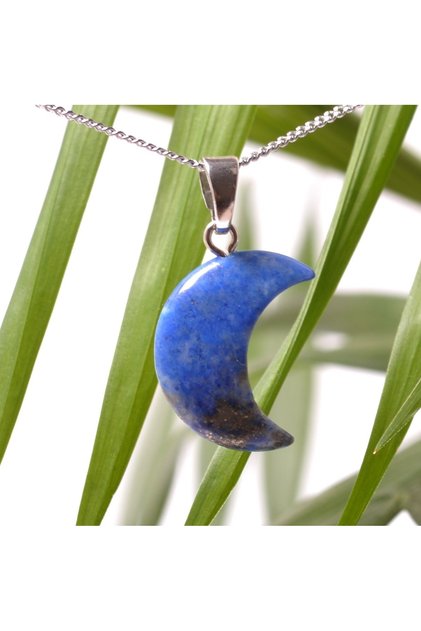 Moon Shaped Lapis Lazuli Stone Necklace - Small Size