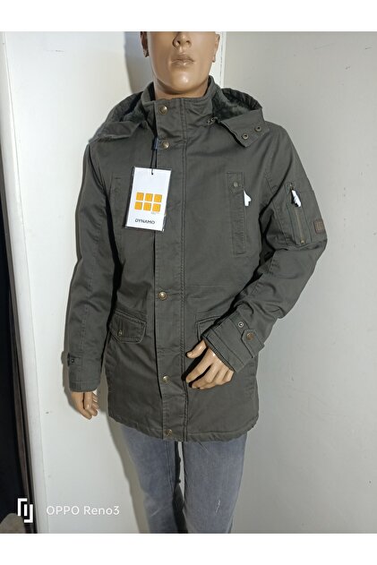 Dynamo İçi kürklü askeri yeşil kapşonlu su geçirmez %100 pamuk