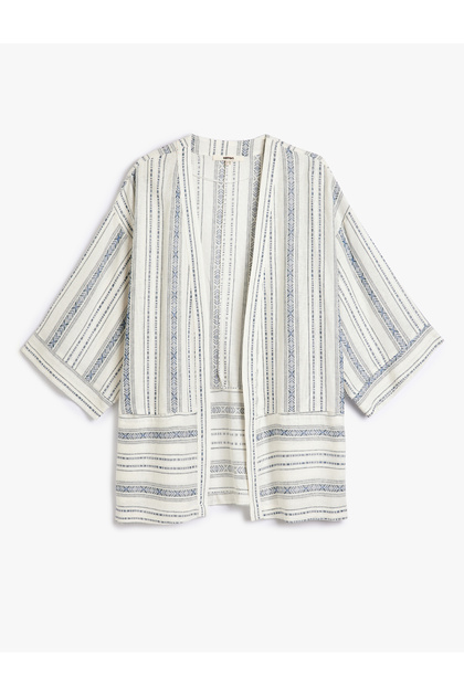Linen Kimono 3/4 Wide Sleeve Hip Length