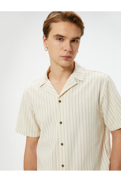 Summer Shirt Short Sleeve Turn-down Collar Buttoned