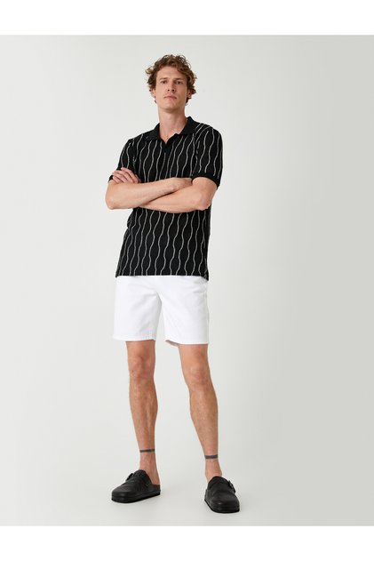 Cotton Slim Fit Bermuda Jeans Shorts - Pocket Detailed